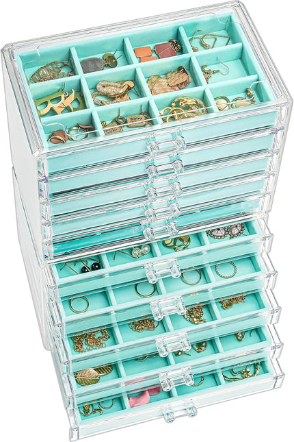 Procase Earring Holder Organizer Jewelry Box with 3 Drawers, Acrylic Clear Earri
