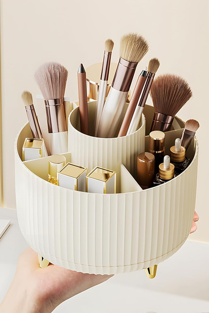 Makeup Brush Holder Organizer,360° Rotating Makeup Brush Organizer,5 Slot Make u