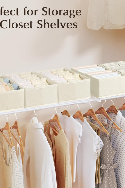 Drawer Organizers Clothes, Set of 4 Dresser Organizer Bins, Fabric Closet Organi