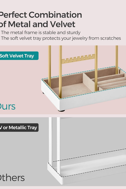 Jewelry Holder, Jewelry Organizer, Jewelry Display Stand with Metal Frame, Velve