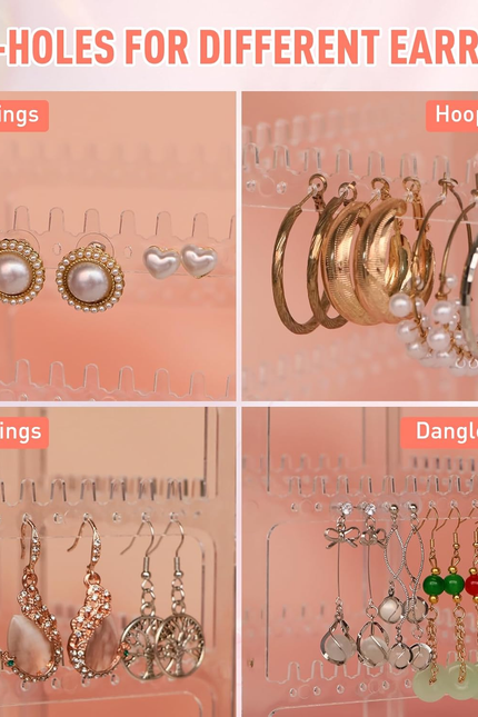 360 Rotating Earring Holder Organizer Stand,5 Tiers Acrylic Jewelry Organizers a