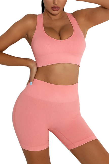 Workout Sets Two Piece Outfits for Women Clothes Gym Yoga Seamless Racerback Spo