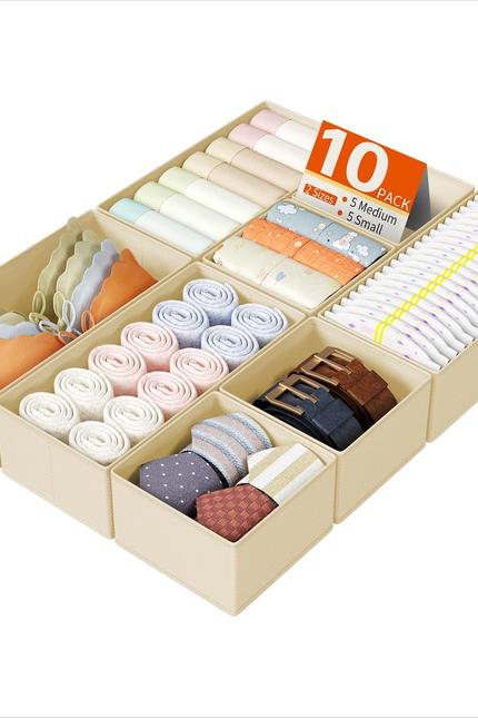 Drawer Organizers Clothes, Set of 4 Dresser Organizer Bins, Fabric Closet Organi