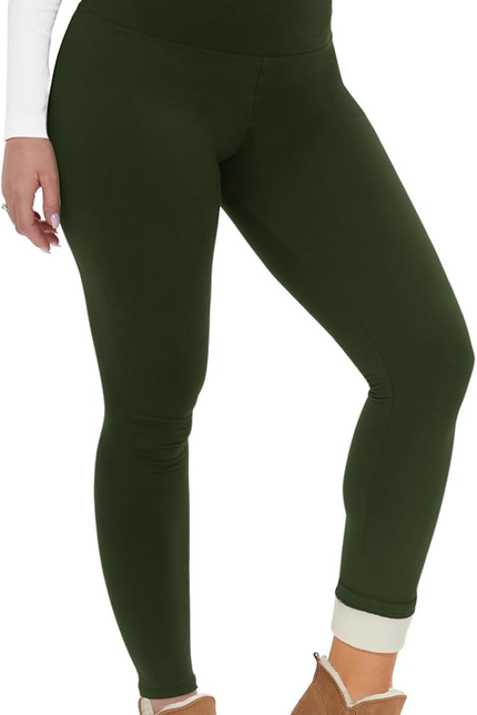 CAMPSNAIL Fleece Lined Leggings Women - Thick Soft High Waisted Black Tummy Cont