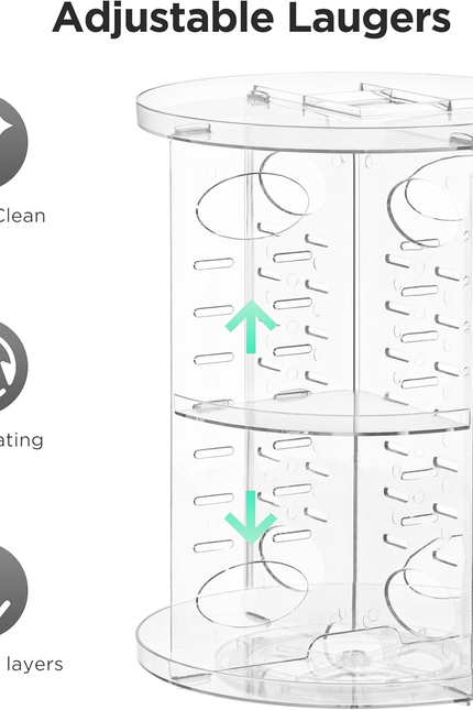 360 Rotating Makeup Organizer Adjustable Carousel Small Capacity Revolving Perfu