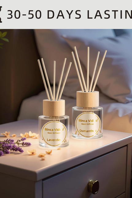 Reed Diffuser Set, Binca Vidou Lavender & Osmanthus Natural Perfume Scent Oil Di