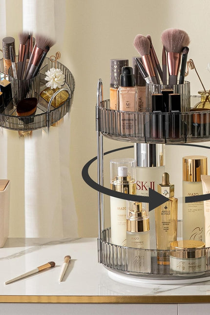 Rotating Makeup Organizer for Vanity, High-Capacity Skincare Perfume Storage, Ba