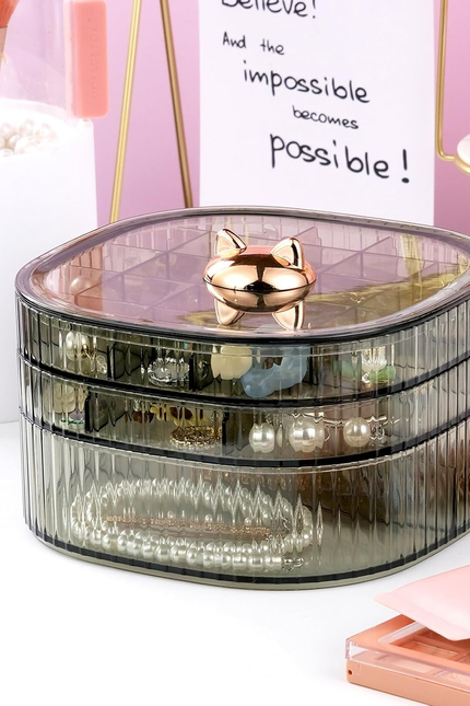 3-Layer Clear Acrylic Jewelry Organizer Box – Stackable Ring & Earring Storage