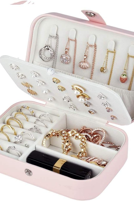 Jiemei Jewelry Box, Travel Jewelry Organizer Cases with Doubel Layer for Women’S