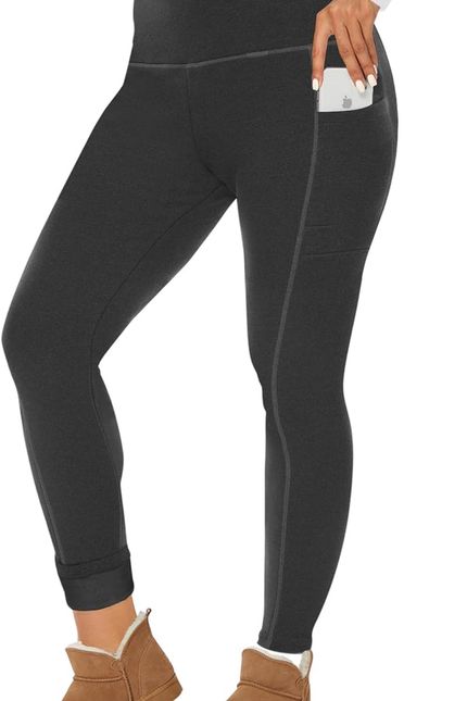 CAMPSNAIL Fleece Lined Leggings Women - Thick Soft High Waisted Black Tummy Cont