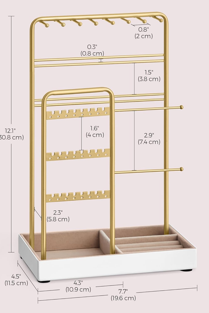 Jewelry Holder, Jewelry Organizer, Jewelry Display Stand with Metal Frame, Velve