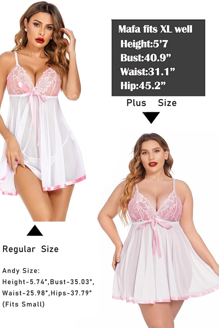 Women'S Lingerie Lace Babydoll Strap Chemise Mesh Sleepwear Outfits