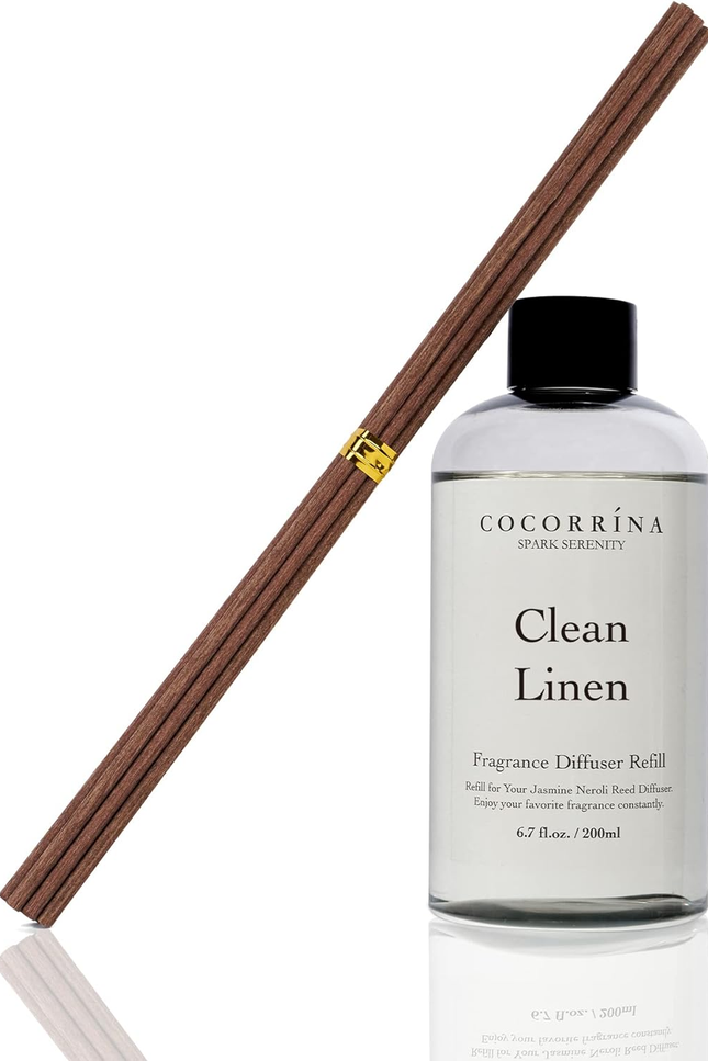 Clean Linen Scented Reed Diffuser Oil with 8 Sticks Fragrance for Bedroom, Bathr