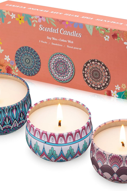 3 Pack Scented Candles, 2.5 Oz Aromatherapy Candles with Floral Scents,Soy Candl