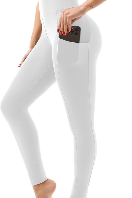 SINOPHANT High Waisted Leggings with Pockets Women, Full Length Capri Buttery So