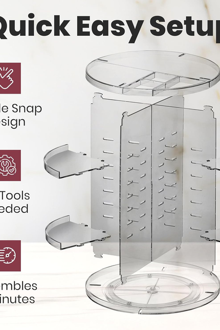 Masirs 360 Rotating Makeup Organizer Countertop - Adjustable Shelf Height - the 
