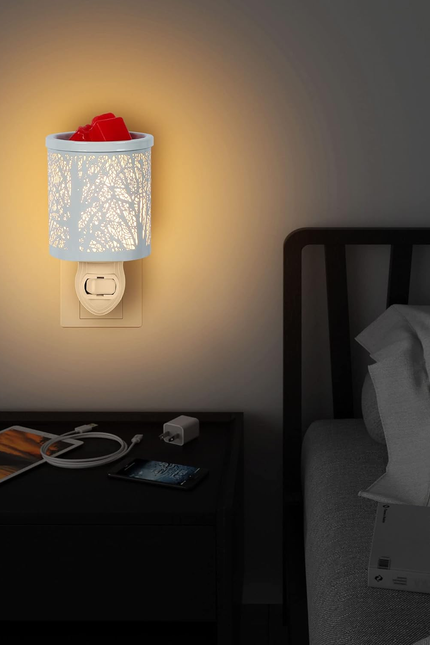 White Metal Plug in Wax Warmer Tree Pattern Wall Warmer for Scented Wax with Rem