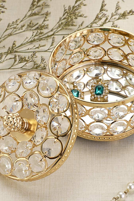 Crystal Mirrored Jewelry Box Jewelry Trinket Organizer Box Home Decor Ring Earri