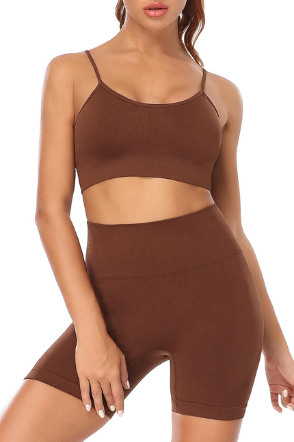 Workout Sets for Women 2 Piece Outfits Gym Shorts Women High Waisted with Adjust