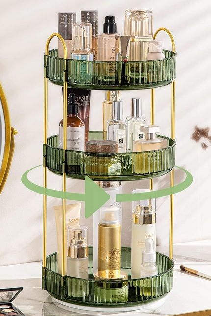 360 Rotating Makeup Organizer for Vanity, Bathroom Countertop Spinning Perfume O