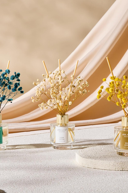 Reed Diffuser Set of 3,Clean Cotton White Jasmine White Tea Oil Reed Diffusers f