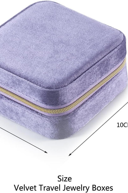 Plush Velvet Travel Jewelry Case Organizer, Small Travel Jewelry Box,Portable Je