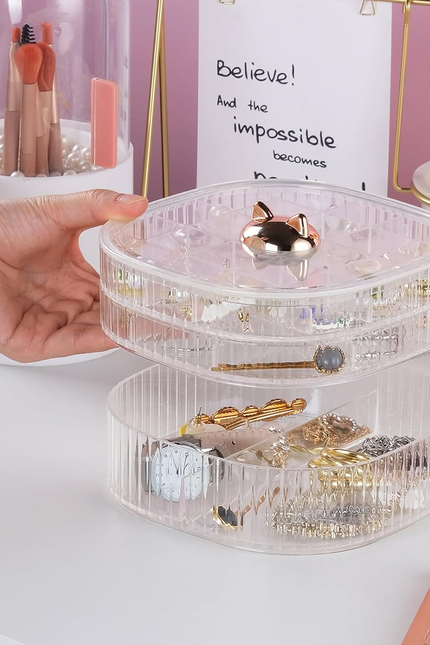 3-Layer Clear Acrylic Jewelry Organizer Box – Stackable Ring & Earring Storage