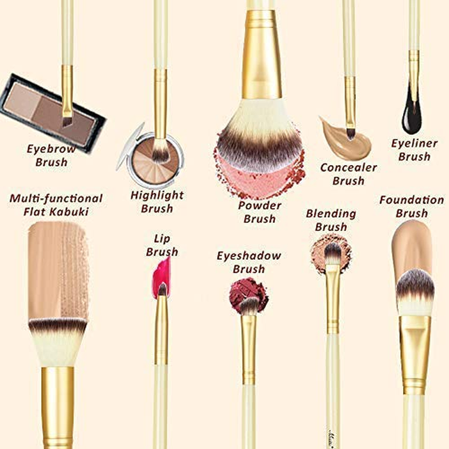 Matto Makeup Brushes 10-Piece Golden Makeup Brush Set with Foundation Powder Min
