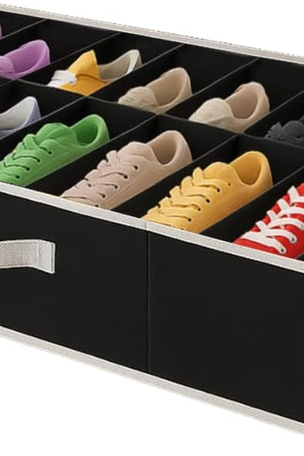 Under Bed Shoe Storage Organizer - TEAR-RESISTANT Heavy Duty 600D Material - Fit