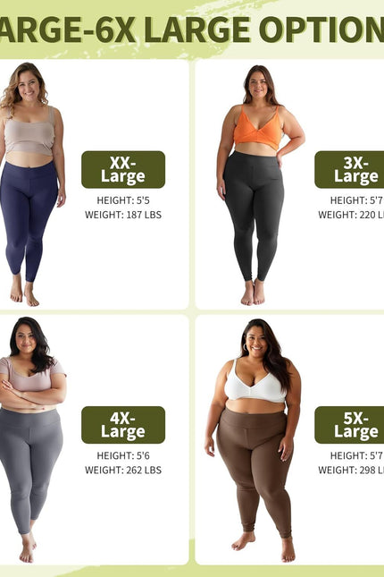 Women's Plus Size High Waisted Leggings: Soft, Tummy Control (Sizes L-6XL)