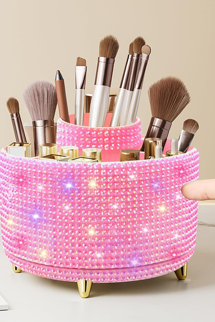Makeup Brush Holder Organizer,360° Rotating Makeup Brush Organizer,5 Slot Make u