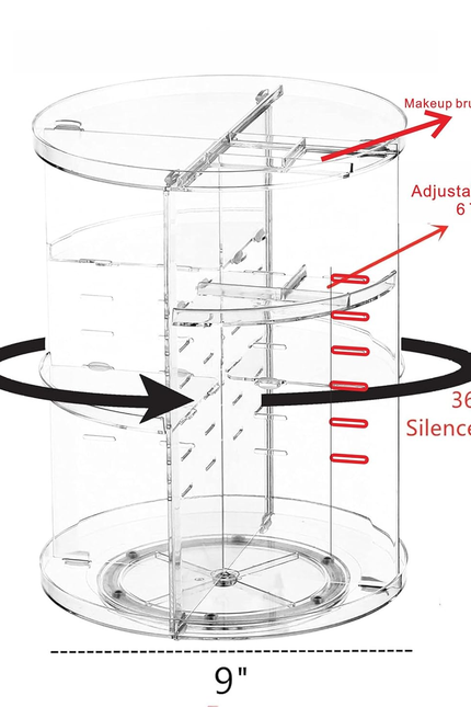 Clear Rotating Makeup Organizer for Vanity,Adjustable Skincare Organizer Counter