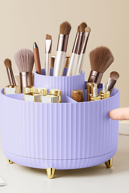 Makeup Brush Holder Organizer,360° Rotating Makeup Brush Organizer,5 Slot Make u