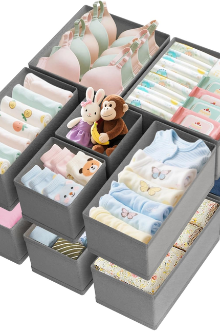 Drawer Organizer Clothes 6 Pack, Dresser Closet Organizers for Baby Clothes Unde