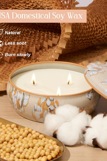Peach Scented Candles 12Oz 40 Hour Long Lasting, 3 Wick Soy Candles for Home Sce