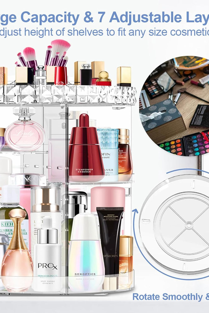 360 Rotating Makeup Organizer, DIY Adjustable Makeup Carousel Spinning Holder Ra