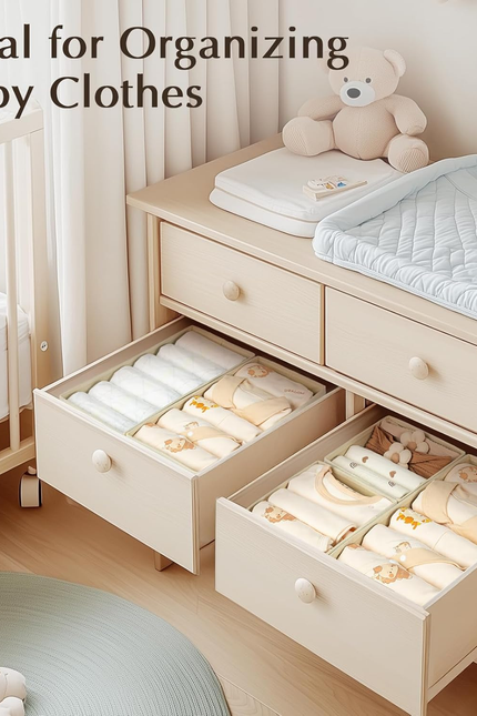 Drawer Organizers Clothes, Set of 4 Dresser Organizer Bins, Fabric Closet Organi