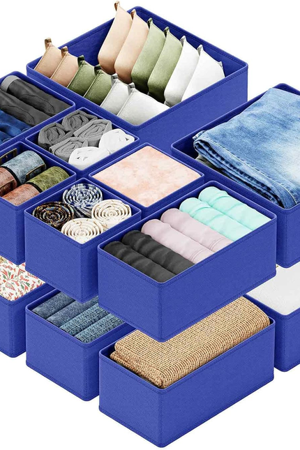 12-Pack Drawer Organizer Bins – Non-Woven Fabric Dresser Storage Boxes