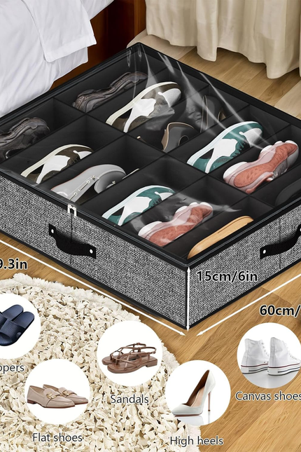 Under Bed Shoe Storage Organizer for Closet Fits 24 Pairs-Sturdy Underbed Shoe S
