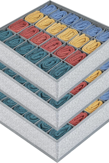Sock Drawer Organizer Divider, 16-Cell Underwear Organizers and Storage Fabric D
