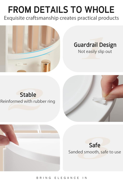 360 Rotating Makeup Organizer, DIY Adjustable Bathroom Makeup Carousel Spinning 