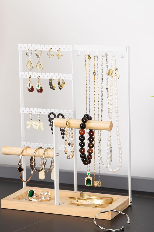 Jewelry Organizer Stand, Jewelry Holder, Lengnoy 4 Tier Earring Holder with 48 H