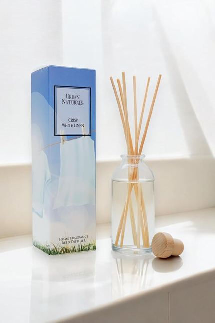 Crisp White Linen Reed Diffuser Gift Set | with Citrus, Ozone, Ylang-Ylang, Lili