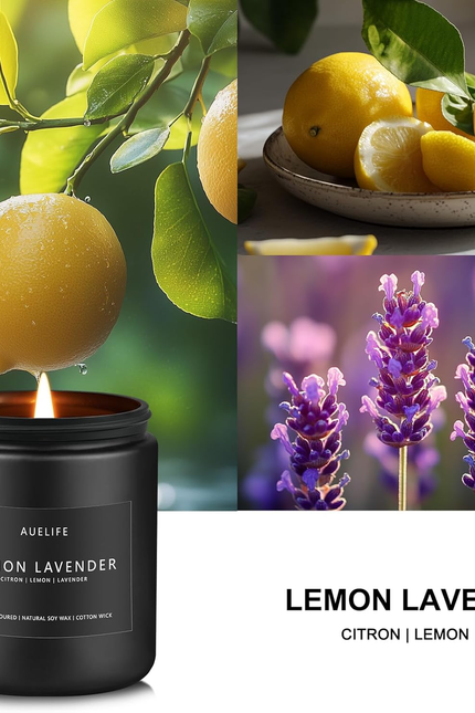 Lemon Lavender Candle | Scented Candles for Home, Aromatherapy Gifts - Soy Candl