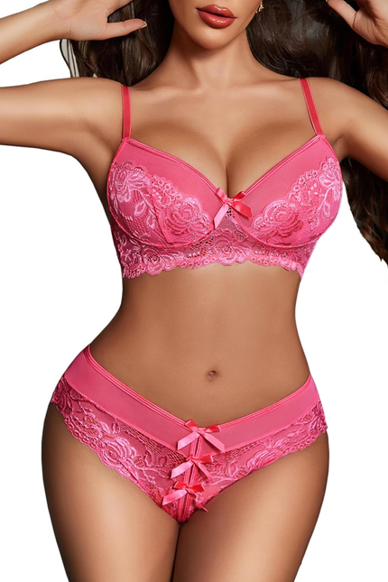 Women's Lace Lingerie Set: 2 Piece Bra and Panty Babydoll Outfits