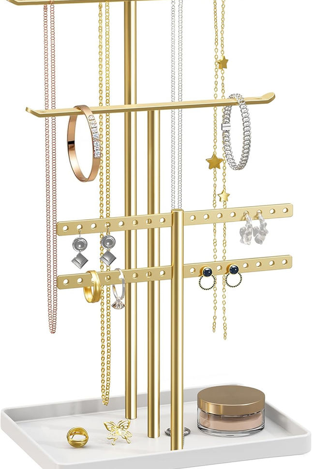 Jewelry Stand Holder Organizer: 14.5" Sturdy Hanger for 80 Pcs Jewelry, Gift for