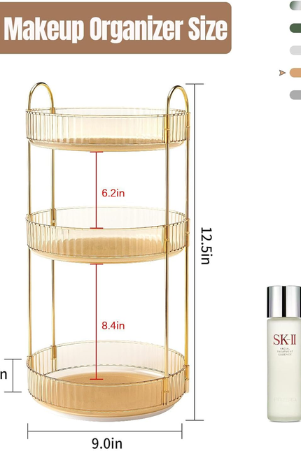 360 Rotating Makeup Organizer for Vanity, Bathroom Countertop Spinning Perfume O