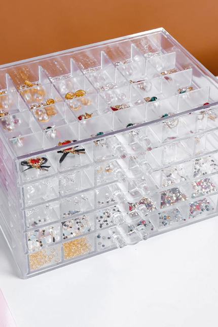 Earring Storage Box Organizer, Acrylic Jewelry Storage Box Holder 5 Drawers Tran