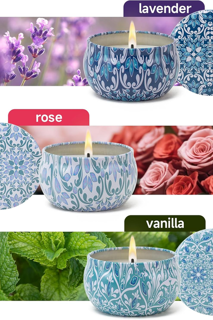3 Pack Scented Candles Gift, 2.5 Oz Aromatherapy Candles for Home Scented, Natur