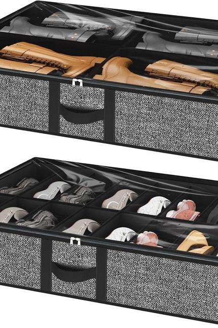 Under Bed Shoe Storage Organizer for Closet Fits 24 Pairs-Sturdy Underbed Shoe S